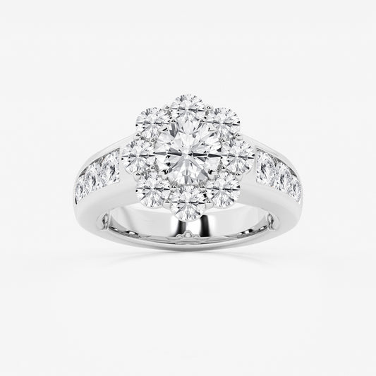 3 1/4 ctw Round Moissanite Diamond Floral Ring with Channel Set