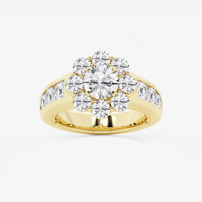 3 1/4 ctw Round Moissanite Diamond Floral Ring with Channel Set