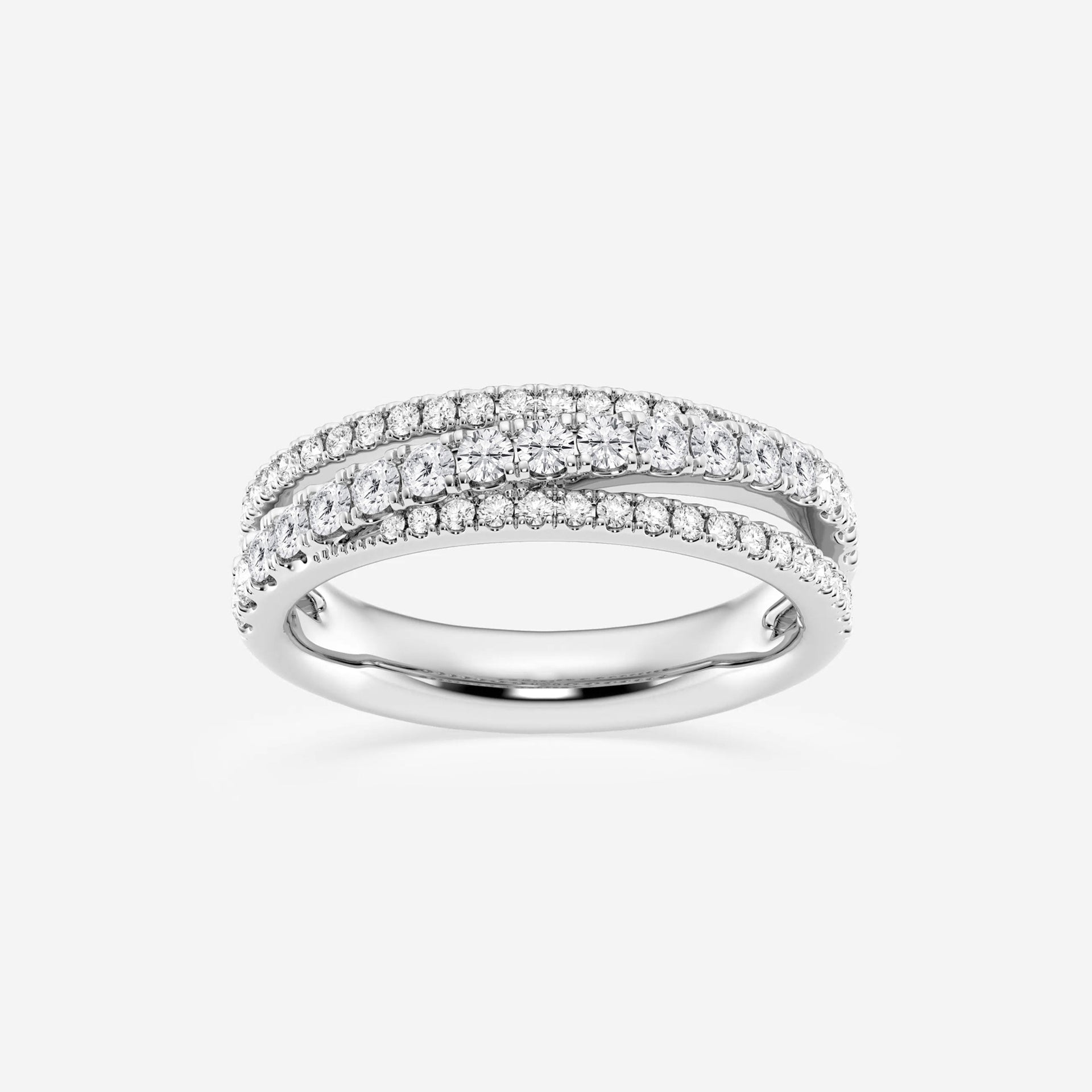 2/3 ctw Round Moissanite Diamond Crossover Fashion Band