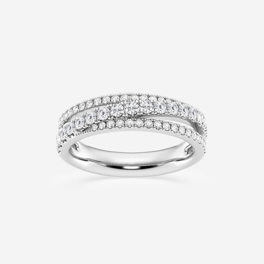 2/3 ctw Round Moissanite Diamond Crossover Fashion Band
