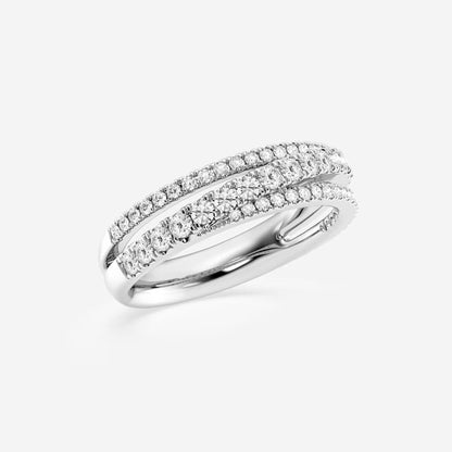 2/3 ctw Round Moissanite Diamond Crossover Fashion Band