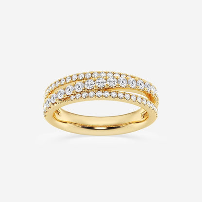 2/3 ctw Round Moissanite Diamond Crossover Fashion Band