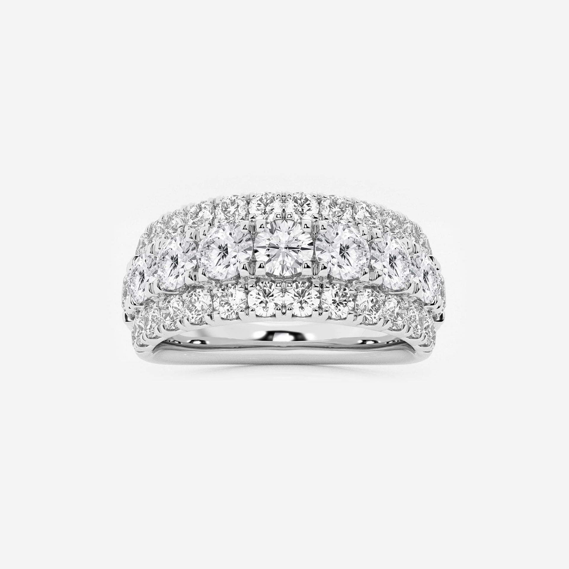 2 1/5 ctw Round Moissanite Diamond Triple Row Fashion Band