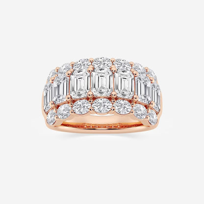 Badgley Mischka Near-Colorless 5 ctw Emerald Moissanite Diamond Three Row Fashion Band