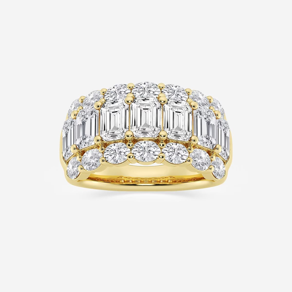 Badgley Mischka Near-Colorless 5 ctw Emerald Moissanite Diamond Three Row Fashion Band
