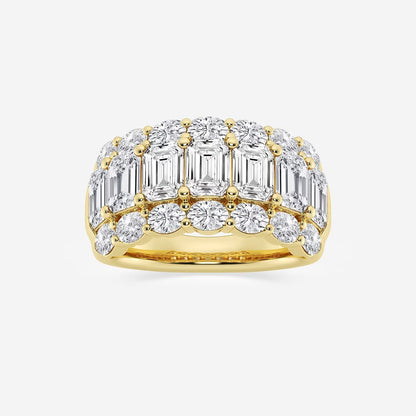 Badgley Mischka Near-Colorless 5 ctw Emerald Moissanite Diamond Three Row Fashion Band