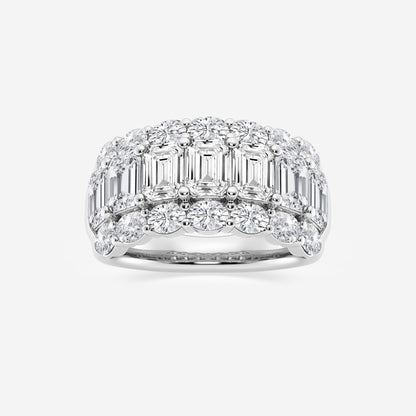 Badgley Mischka Near-Colorless 5 ctw Emerald Moissanite Diamond Three Row Fashion Band