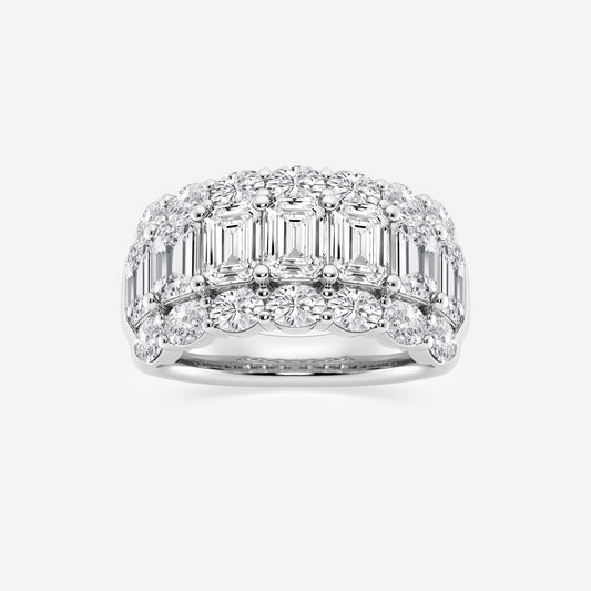 Badgley Mischka Near-Colorless 5 ctw Emerald Moissanite Diamond Three Row Fashion Band