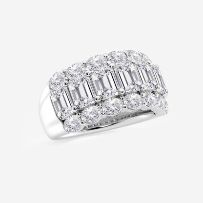 Badgley Mischka Near-Colorless 5 ctw Emerald Moissanite Diamond Three Row Fashion Band