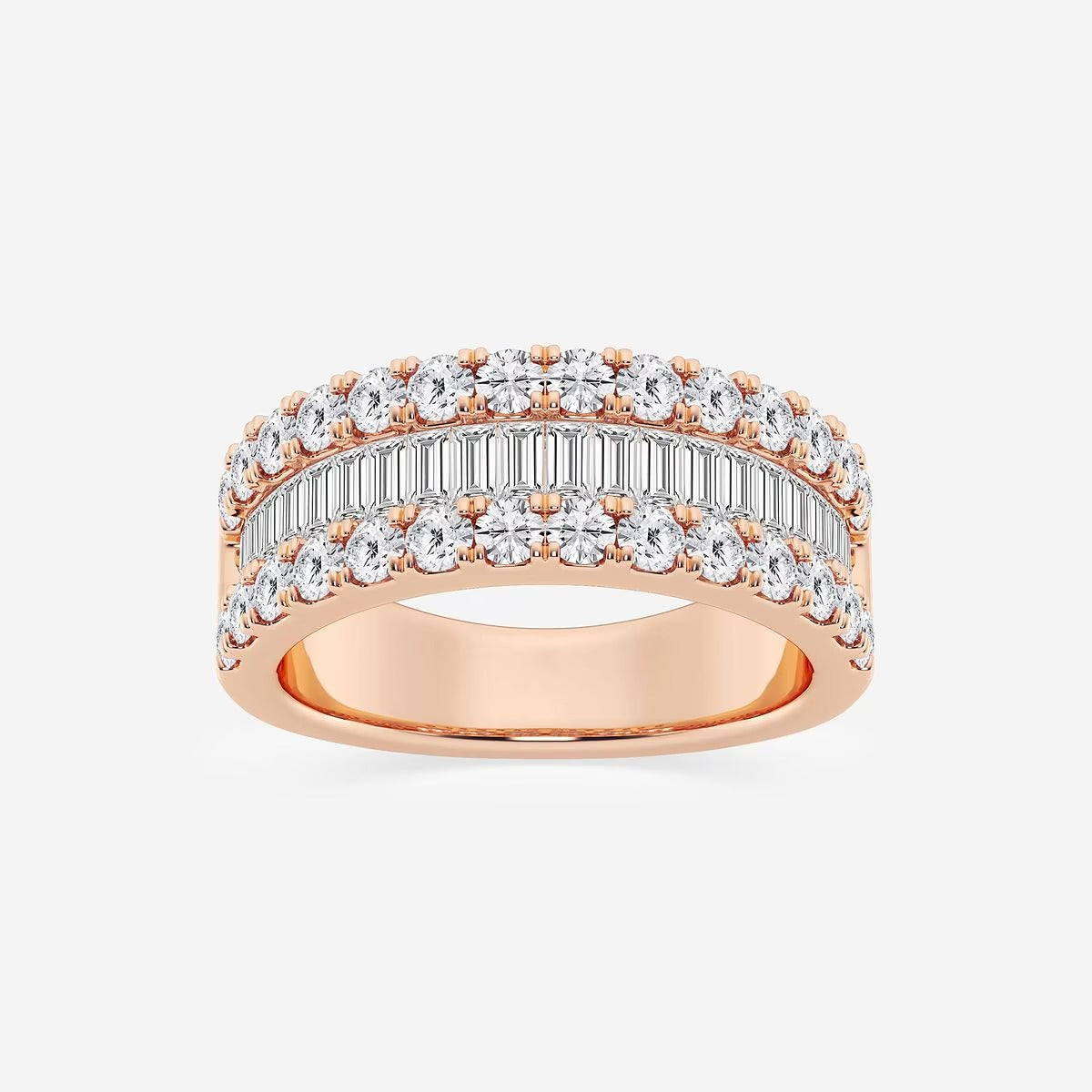 2 ctw Round and Baguette Moissanite Diamond Fashion Band