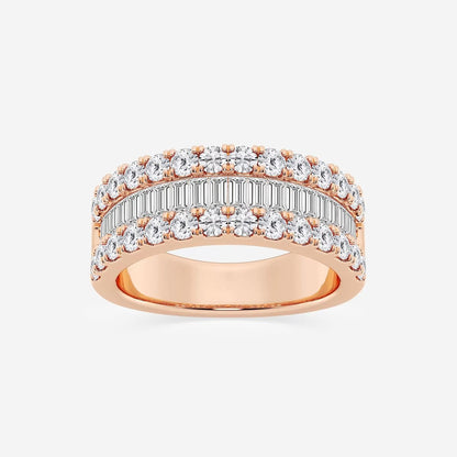 2 ctw Round and Baguette Moissanite Diamond Fashion Band