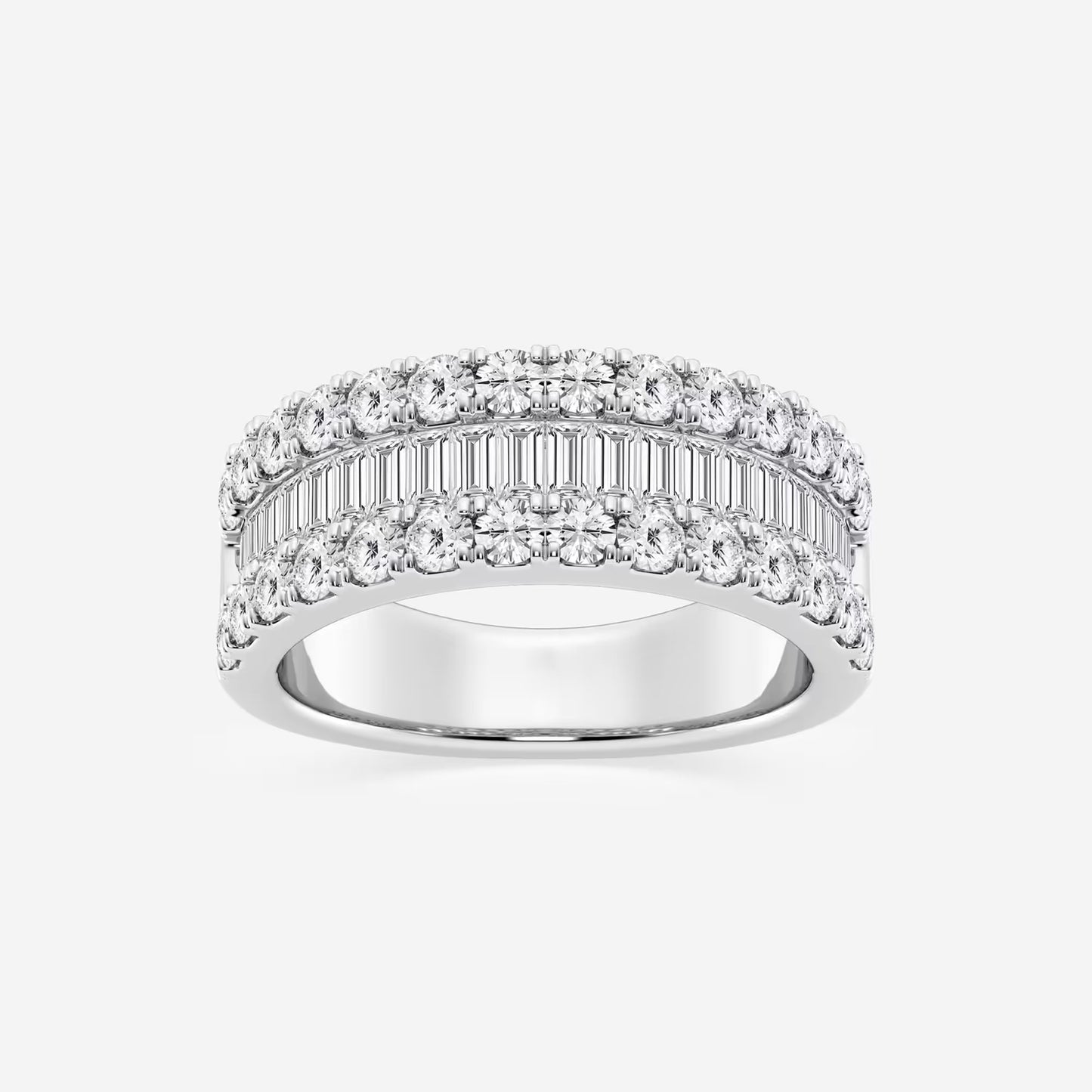 2 ctw Round and Baguette Moissanite Diamond Fashion Band