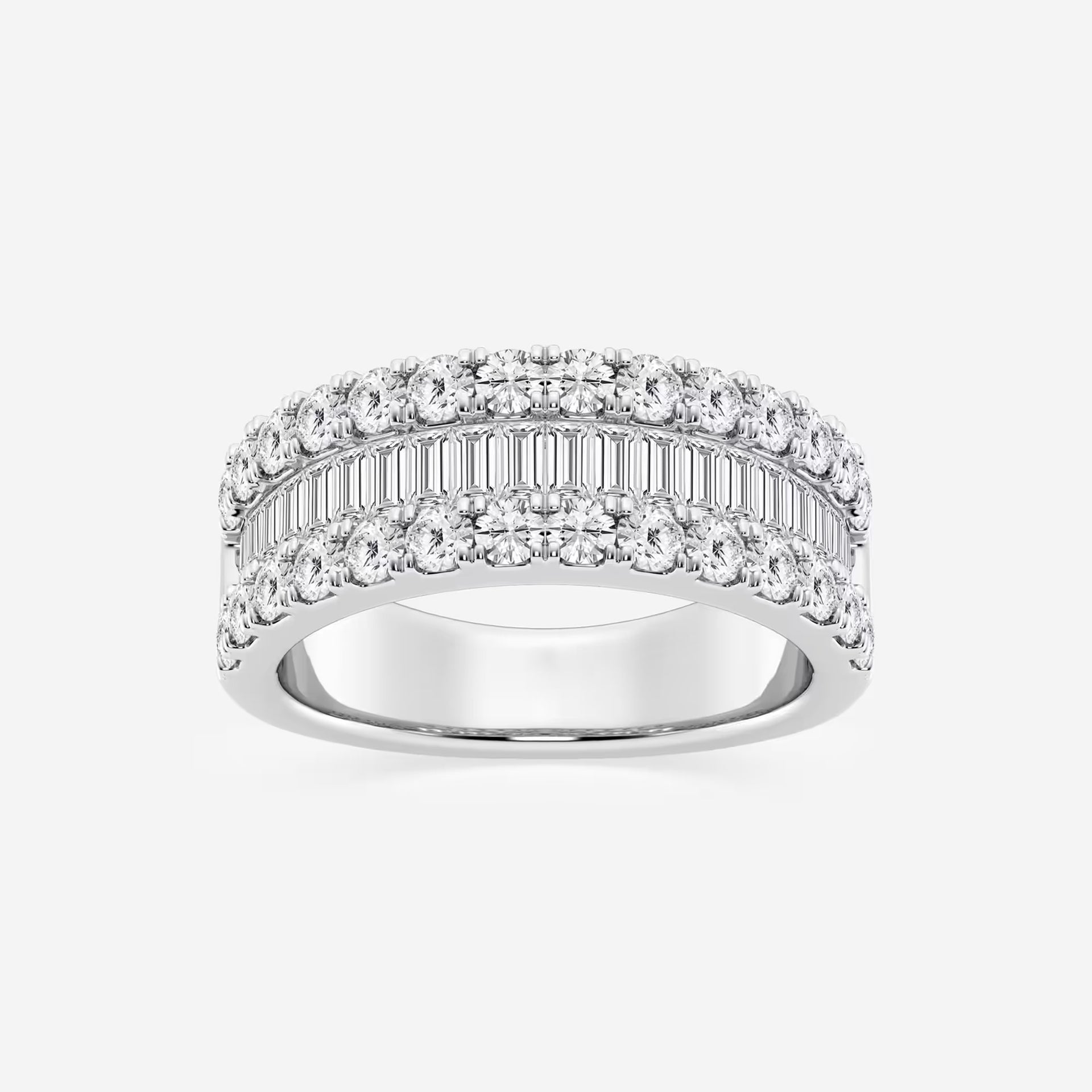 2 ctw Round and Baguette Moissanite Diamond Fashion Band