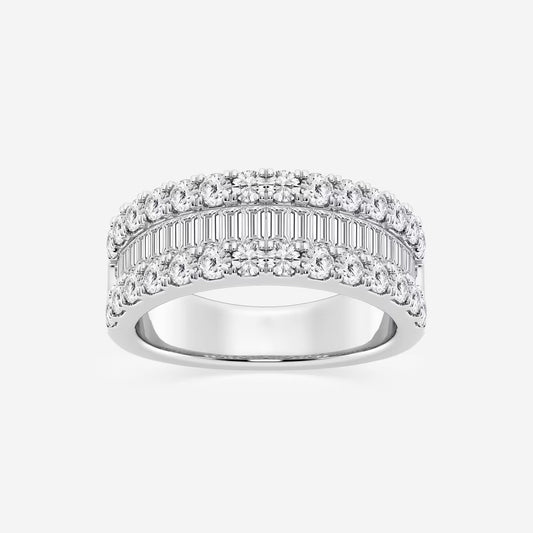 2 ctw Round and Baguette Moissanite Diamond Fashion Band