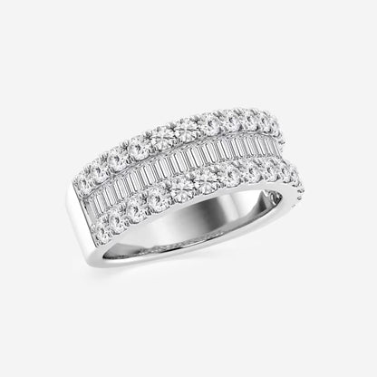 2 ctw Round and Baguette Moissanite Diamond Fashion Band