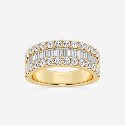 2 ctw Round and Baguette Moissanite Diamond Fashion Band