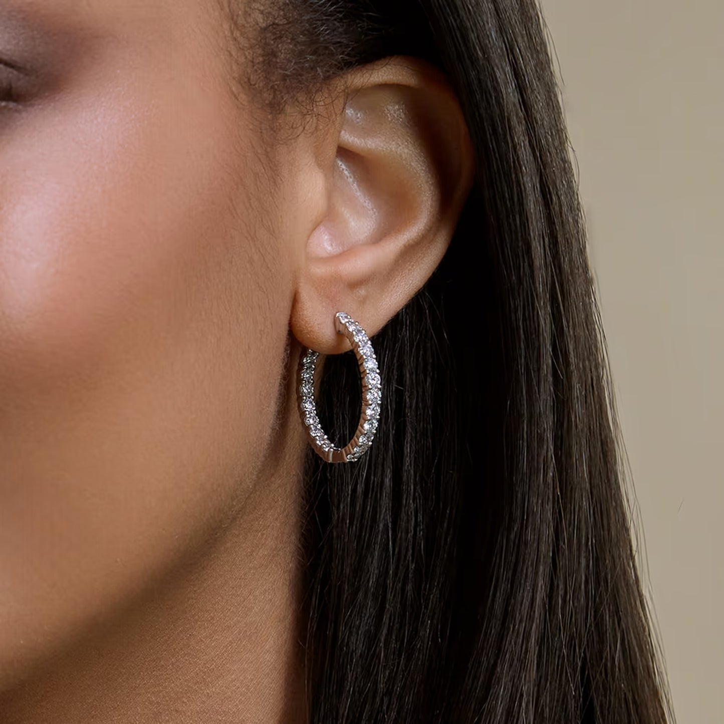 Round Moissanite Diamond Inside Out Hoop Earrings