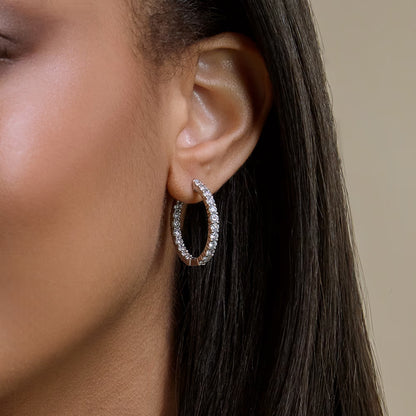 Round Moissanite Diamond Inside Out Hoop Earrings