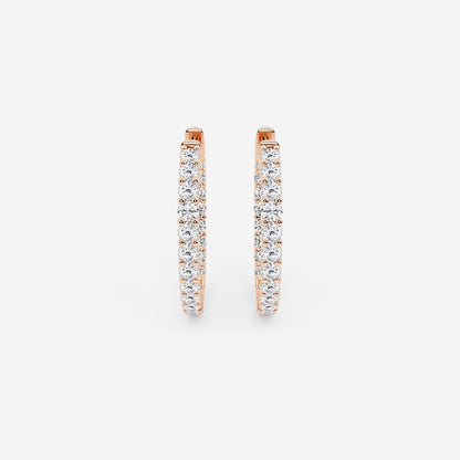 Round Moissanite Diamond Inside Out Hoop Earrings