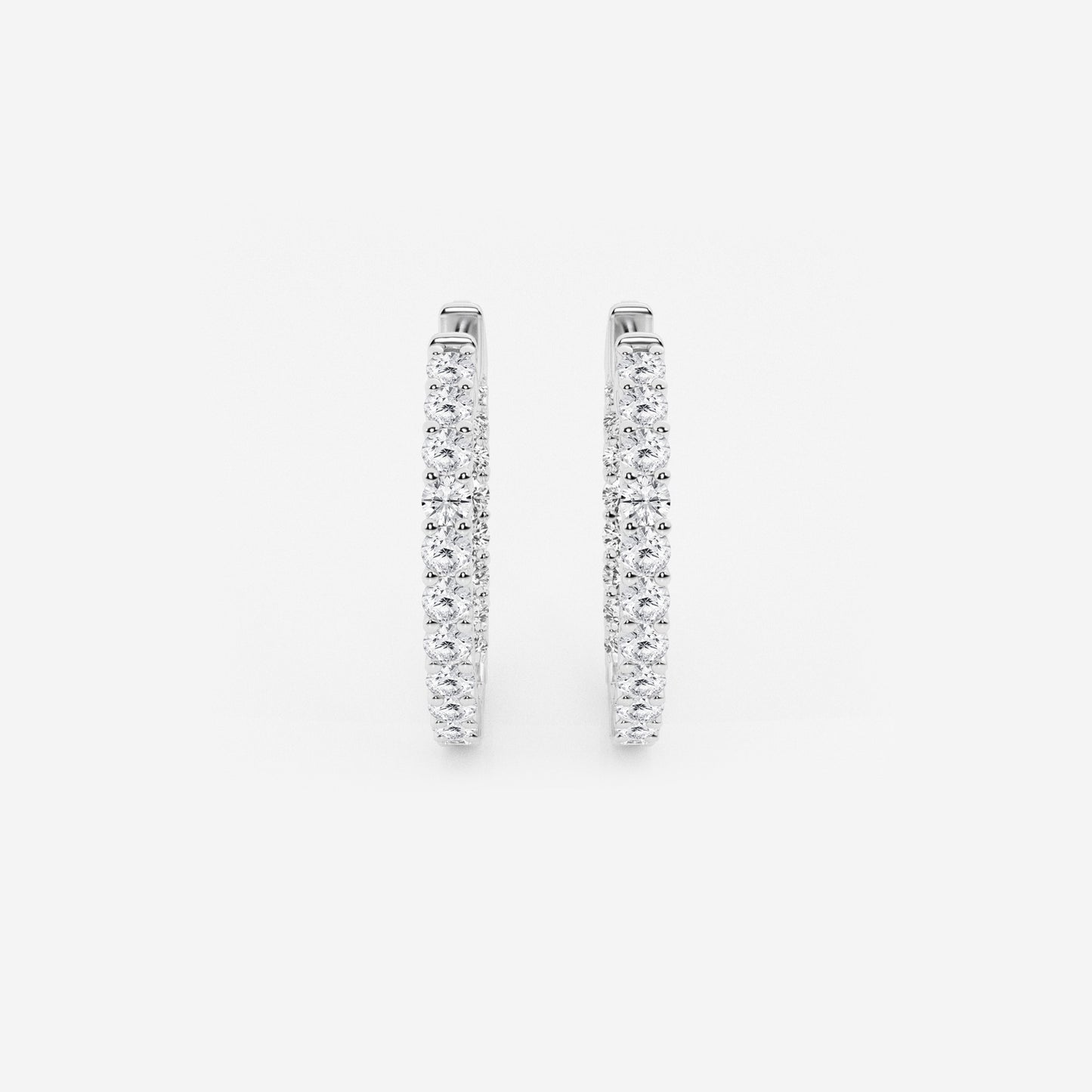 Round Moissanite Diamond Inside Out Hoop Earrings