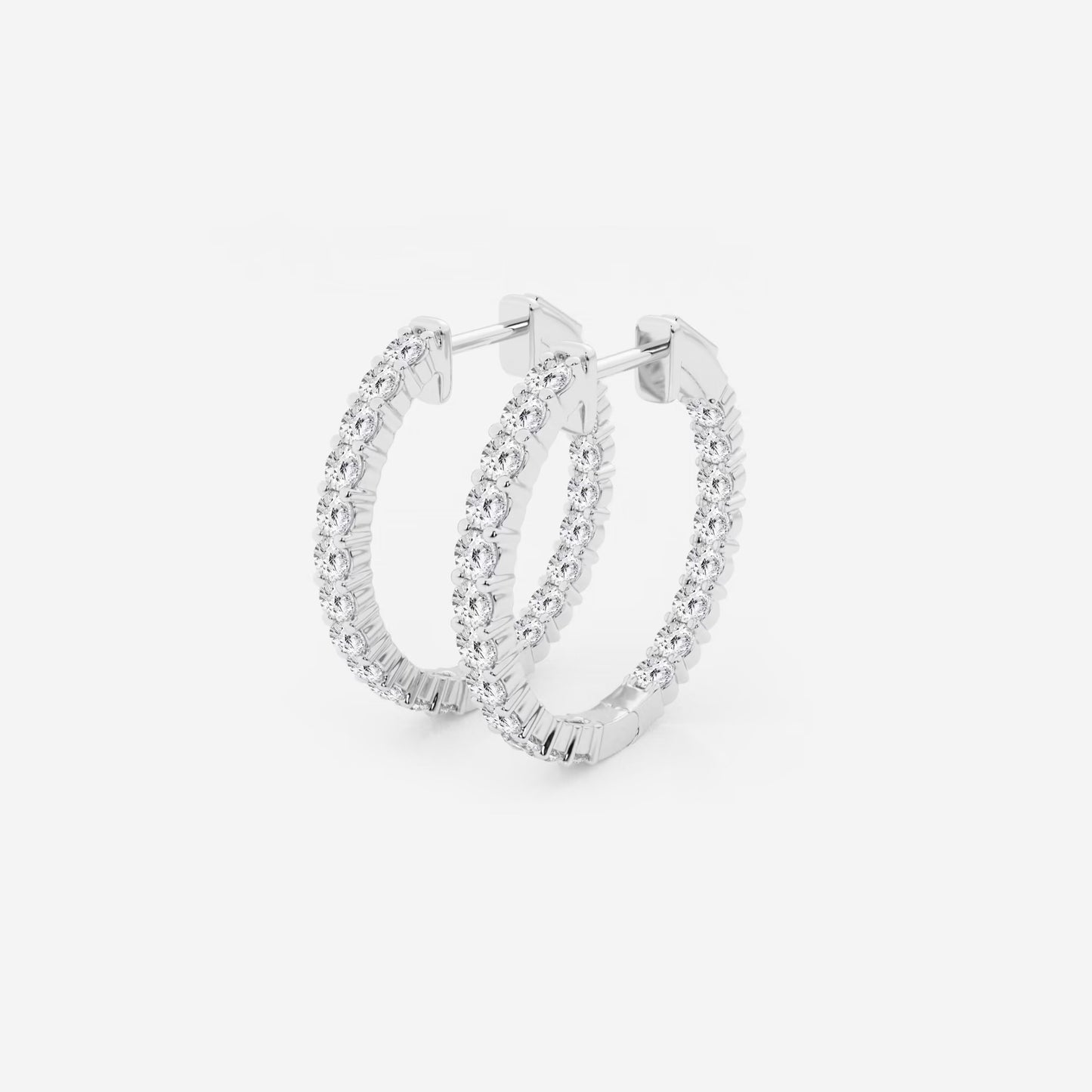 Round Moissanite Diamond Inside Out Hoop Earrings