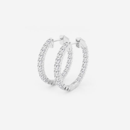 Round Moissanite Diamond Inside Out Hoop Earrings