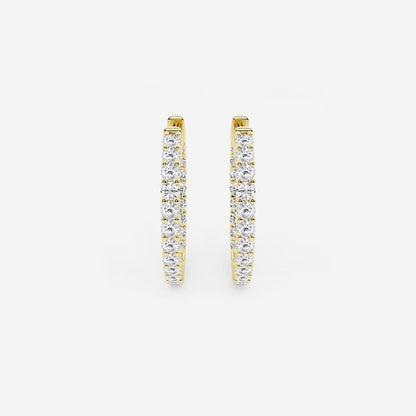 Round Moissanite Diamond Inside Out Hoop Earrings