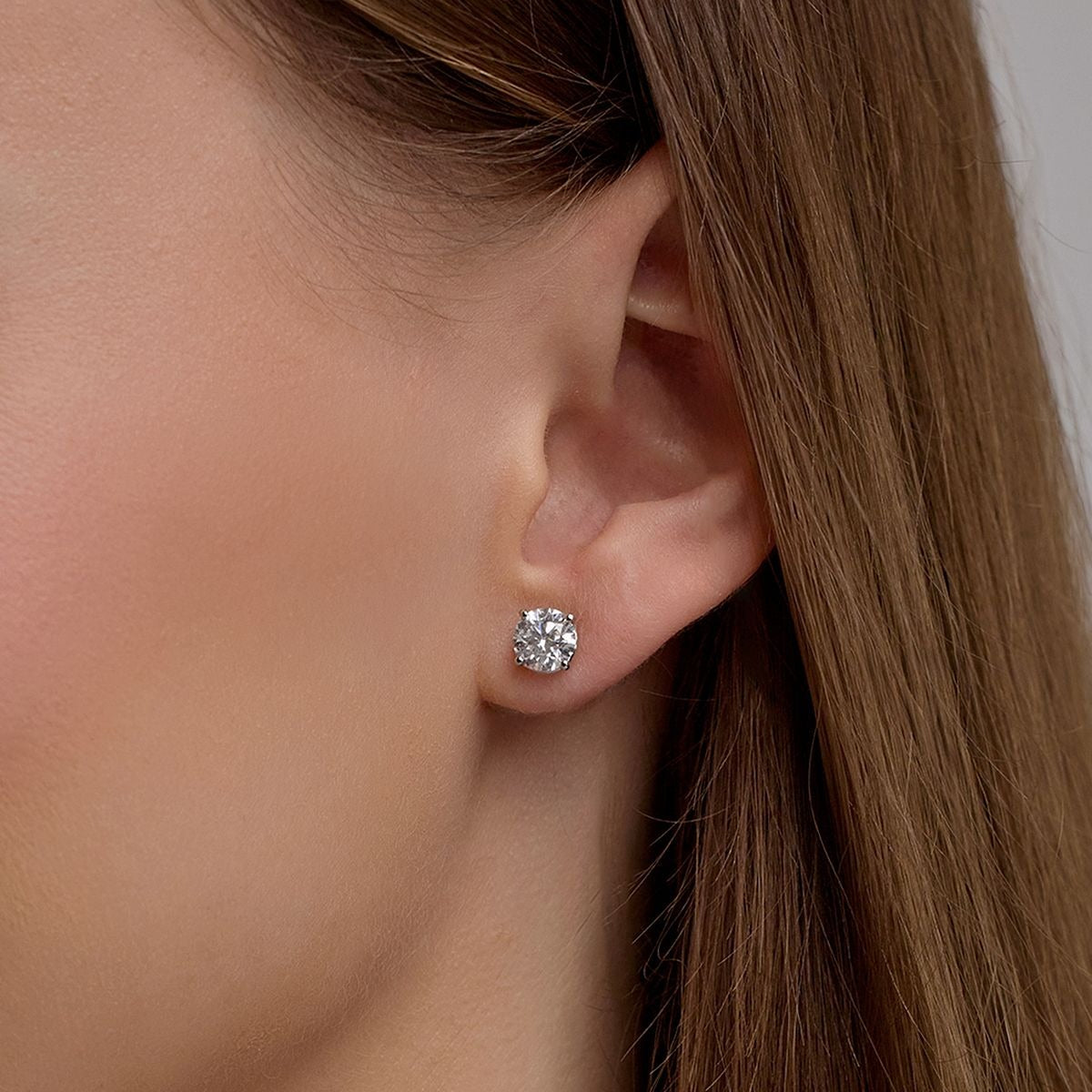 Round Near-Colorless (H-I) Moissanite Diamond Stud Earrings
