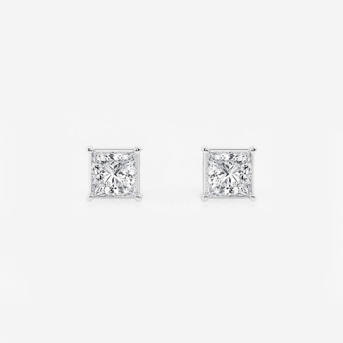 Princess Moissanite Diamond Solitaire Stud Earrings