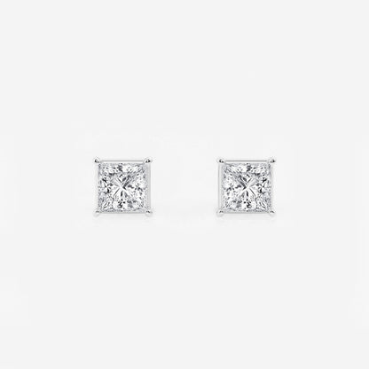 Princess Moissanite Diamond Solitaire Stud Earrings
