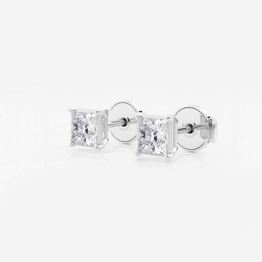 Princess Moissanite Diamond Solitaire Stud Earrings
