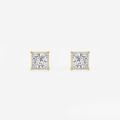 Princess Moissanite Diamond Solitaire Stud Earrings