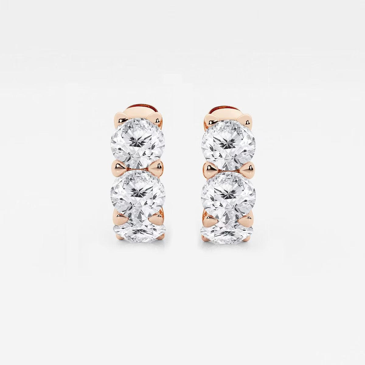 Round Moissanite Diamond Huggie Hoop Earrings