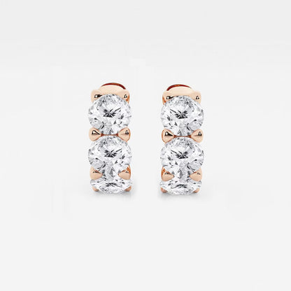 Round Moissanite Diamond Huggie Hoop Earrings
