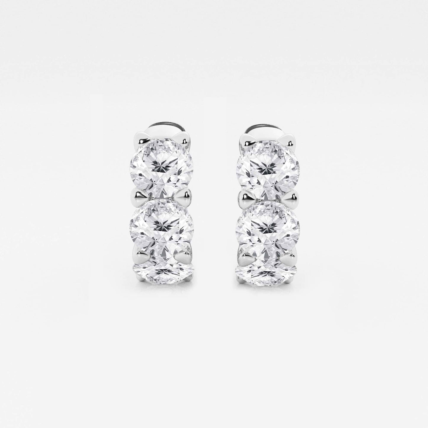 Round Moissanite Diamond Huggie Hoop Earrings
