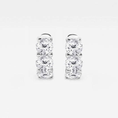 Round Moissanite Diamond Huggie Hoop Earrings