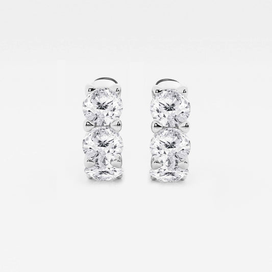 Round Moissanite Diamond Huggie Hoop Earrings
