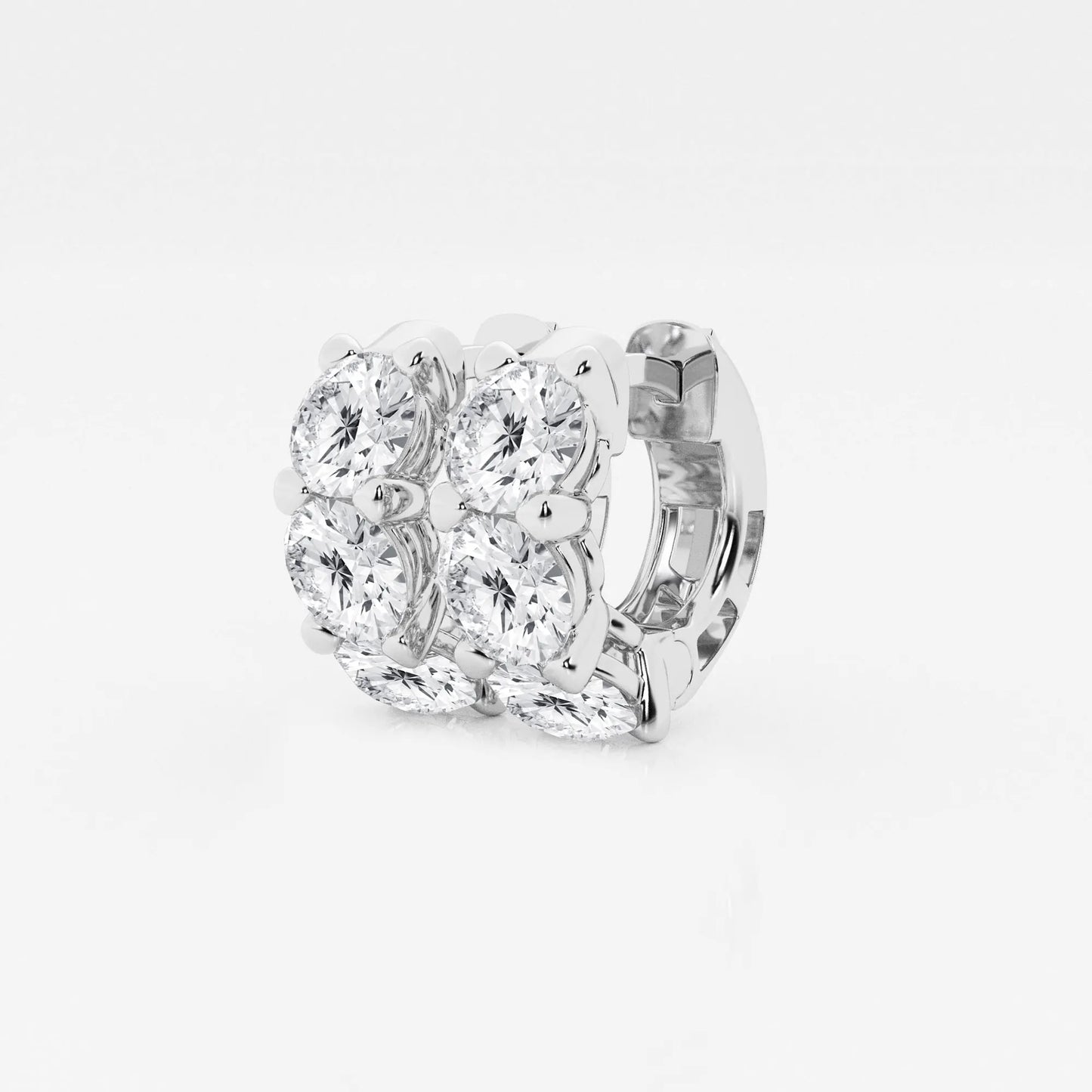 Round Moissanite Diamond Huggie Hoop Earrings