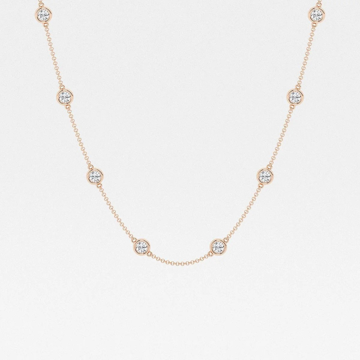 Round Moissanite Diamond Station Fashion Necklace