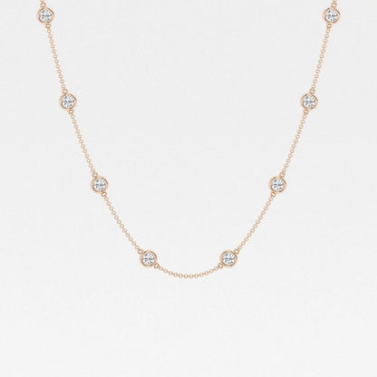Round Moissanite Diamond Station Fashion Necklace