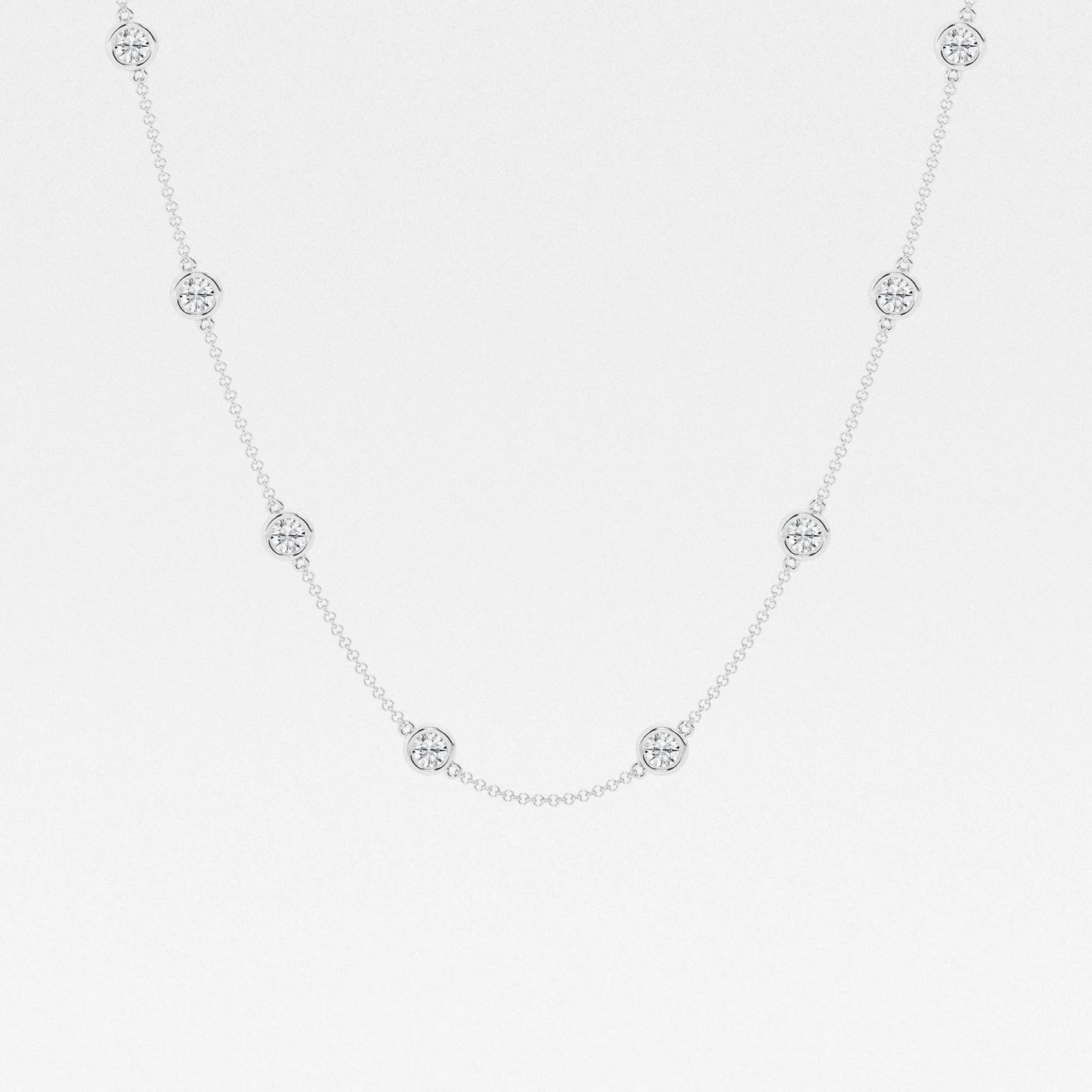 Round Moissanite Diamond Station Fashion Necklace