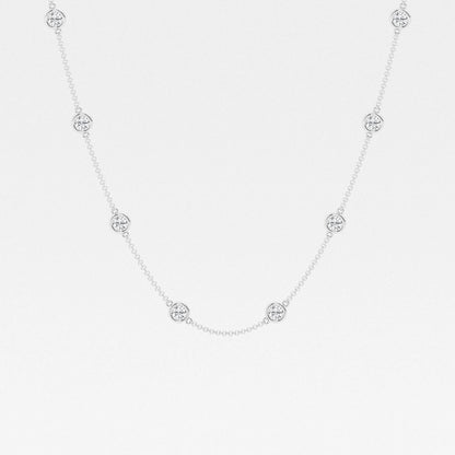 Round Moissanite Diamond Station Fashion Necklace
