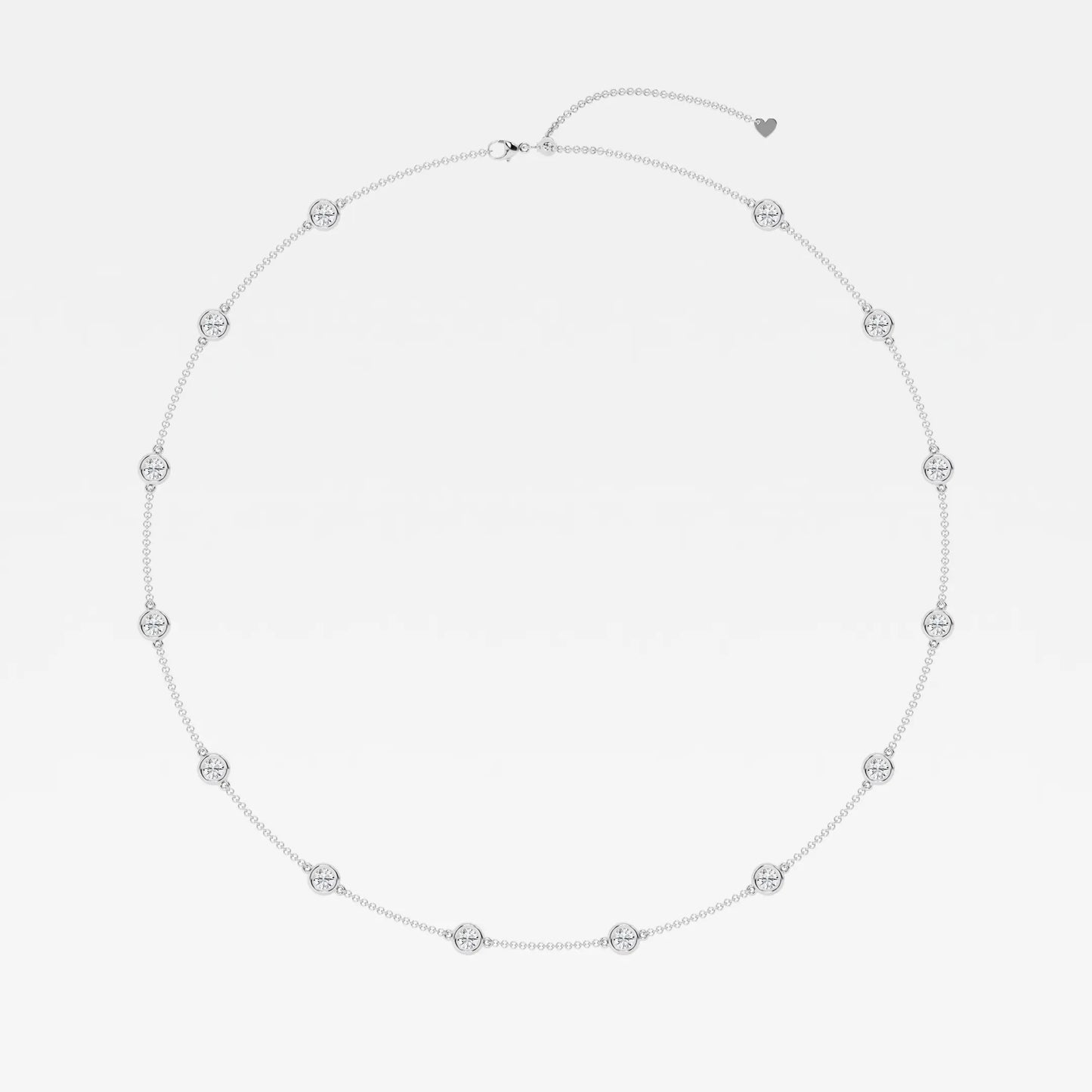 Round Moissanite Diamond Station Fashion Necklace