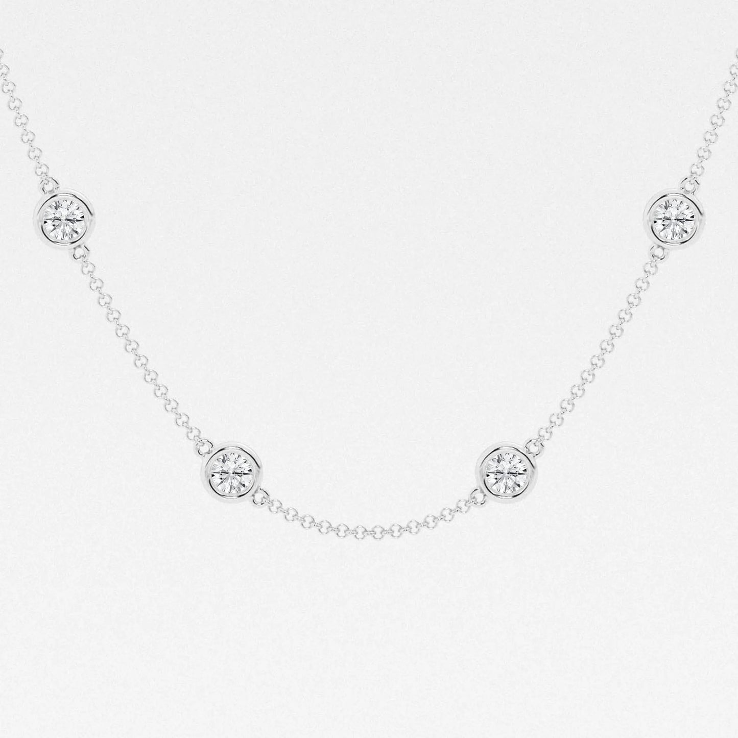 Round Moissanite Diamond Station Fashion Necklace