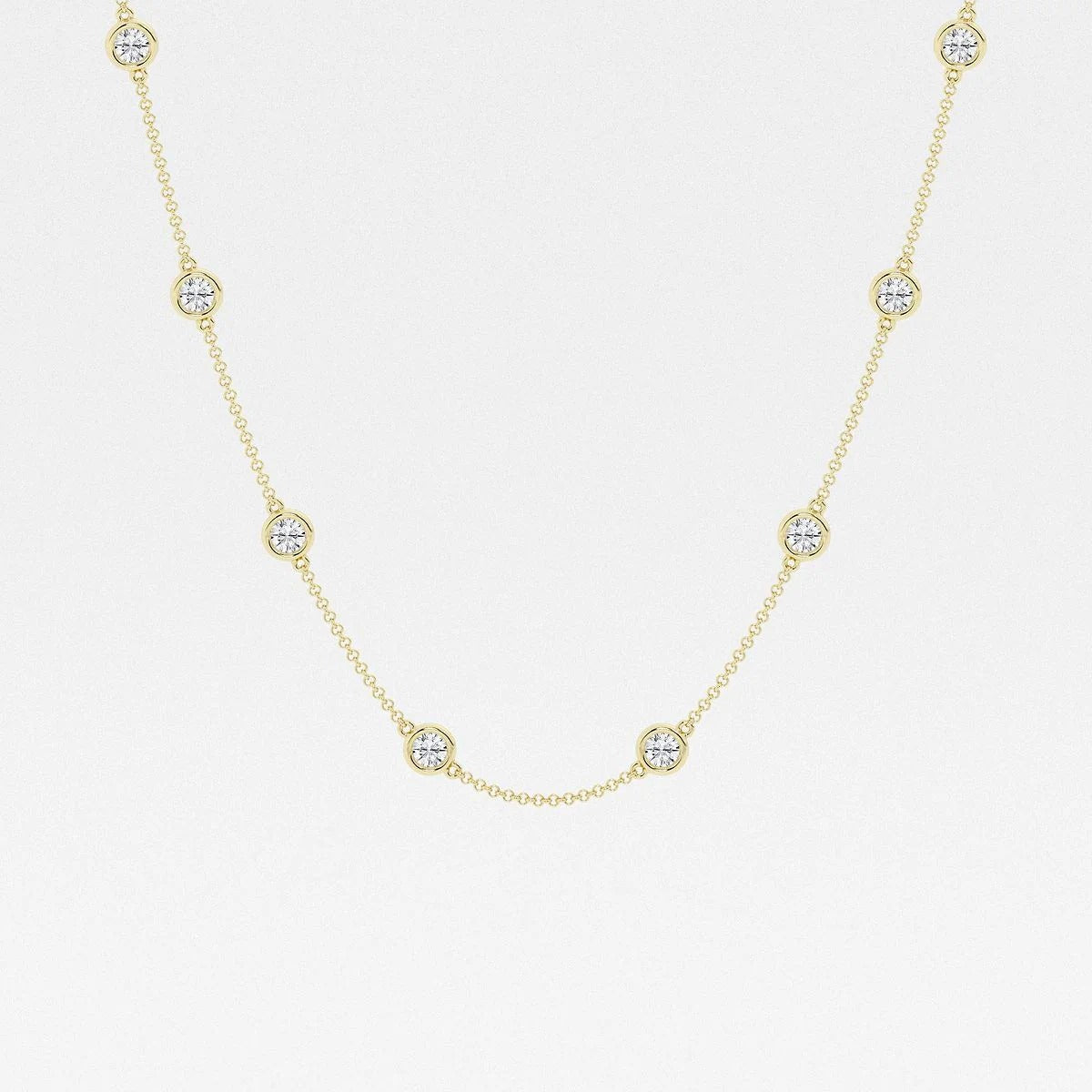Round Moissanite Diamond Station Fashion Necklace