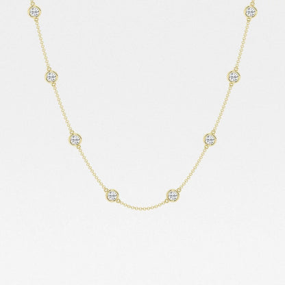 Round Moissanite Diamond Station Fashion Necklace