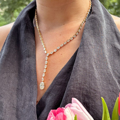 Badgley Mischka 17 ctw Pear Moissanite Diamond Lariat Tennis Necklace