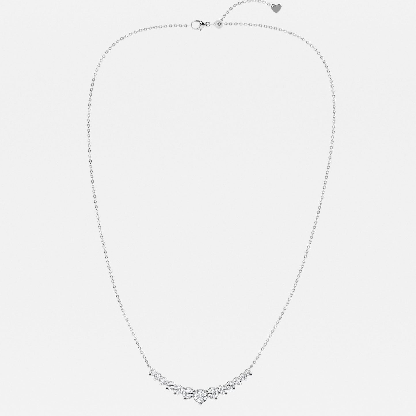 Round Moissanite Diamond Thirteen Stone Demi Eternity Fashion Necklace