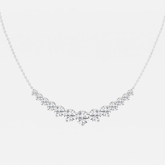 Round Moissanite Diamond Thirteen Stone Demi Eternity Fashion Necklace