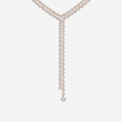 Round Moissanite Diamond Double Row Lariat Fashion Necklace